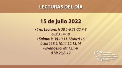 Lecturas del día: 15 de julio 2022