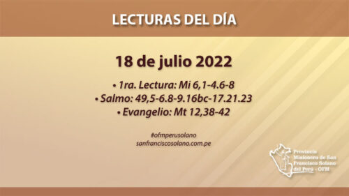 Lecturas del día: 18 de julio 2022