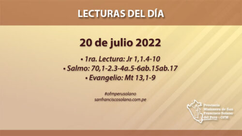 Lecturas del día: 20 de julio 2022