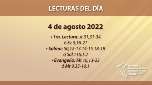 Lecturas del día: 4 de agosto 2022