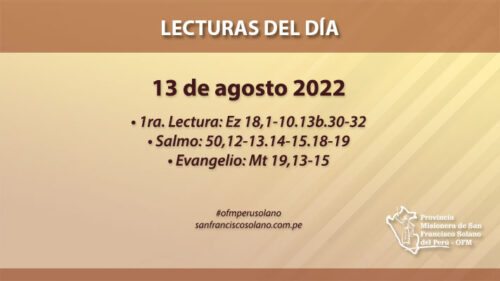 Lecturas del día: 13 de agosto 2022