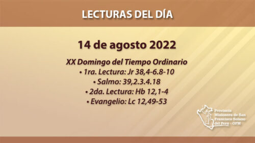 Lecturas del día: 14 de agosto 2022