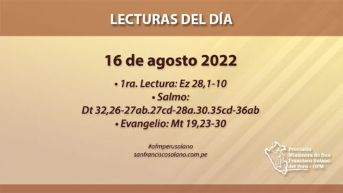 Lecturas del día: 16 de agosto 2022