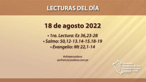 Lecturas del día: 18 de agosto 2022