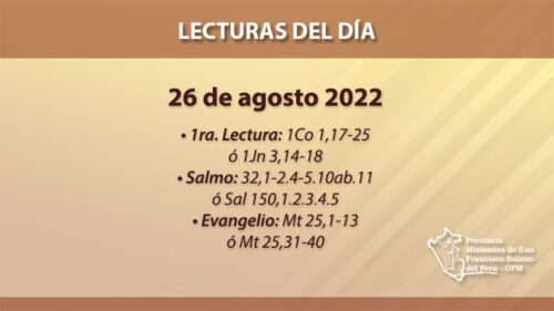 Lecturas del día: 26 de agosto 2022