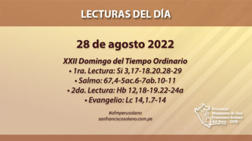 Lecturas del día: 28 de agosto 2022