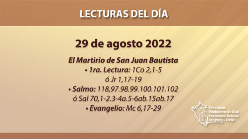 Lecturas del día: 29 de agosto 2022