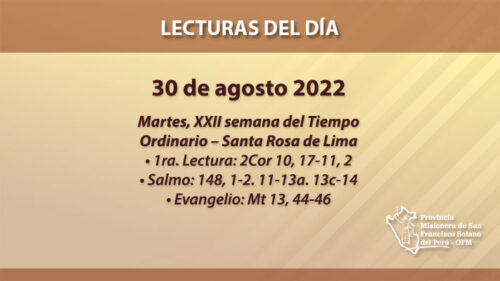 Lecturas del día: 30 de agosto 2022