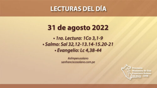 Lecturas del día: 31 de agosto 2022