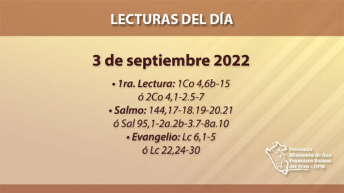 Lecturas del día: 3 de septiembre 2022