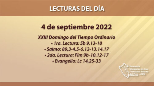 Lecturas del día: 4 de septiembre 2022