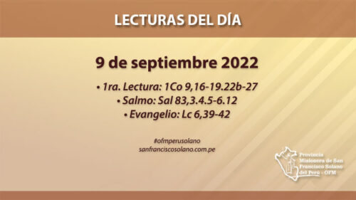 Lecturas del día: 9 de septiembre 2022