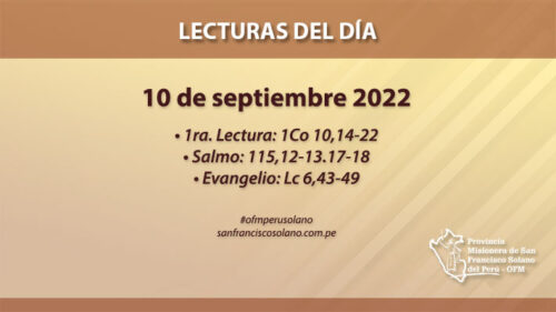 Lecturas del día: 10 de septiembre 2022