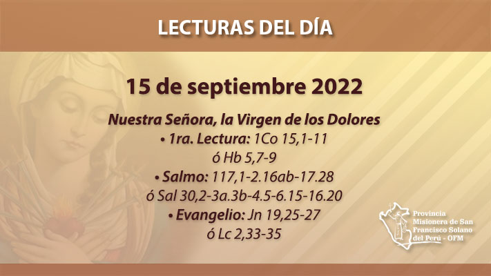 Lecturas del día: 15 de septiembre 2022