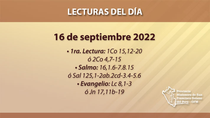 Lecturas del día: 16 de septiembre 2022