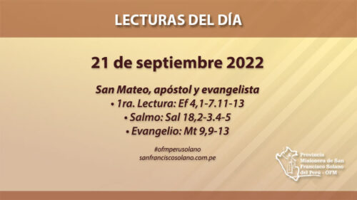 Lecturas del día: 21 de septiembre 2022