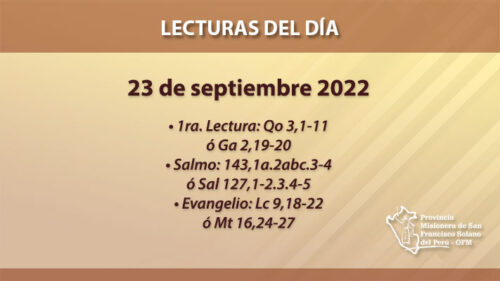 Lecturas del día: 23 de septiembre 2022