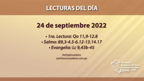 Lecturas del día: 24 de septiembre 2022