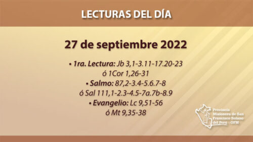 Lecturas del día: 27 de septiembre 2022