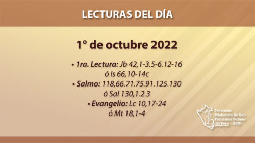 Lecturas del día: 1 de octubre 2022