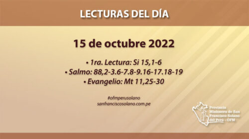 Lecturas del día: 15 de octubre 2022