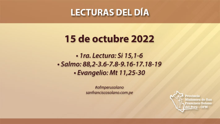 Lecturas del día: 15 de octubre 2022