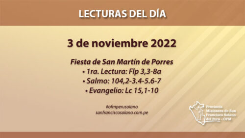 Lecturas del día: 03 de noviembre 2022