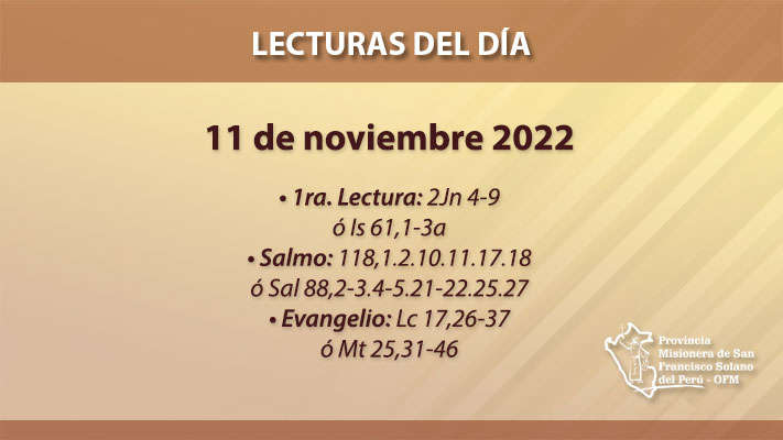 Lecturas del día: 11 de noviembre 2022