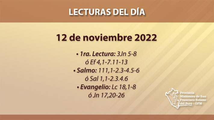 Lecturas del día: 12 de noviembre 2022