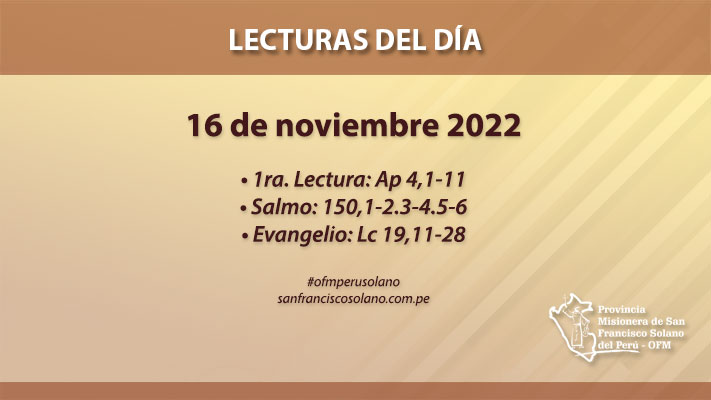 Lecturas del día: 16 de noviembre 2022