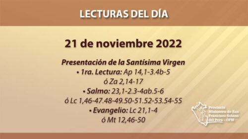 Lecturas del día: 21 de noviembre 2022