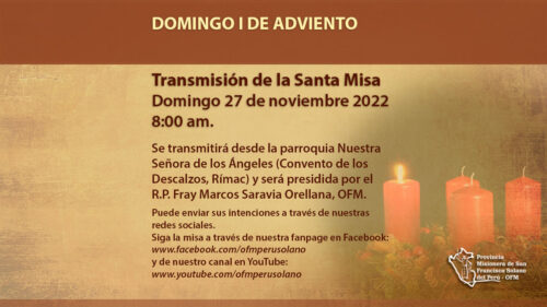 Aviso: Santa Misa – Domingo I de Adviento