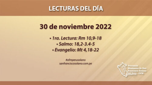 Lecturas del día: 30 de noviembre 2022