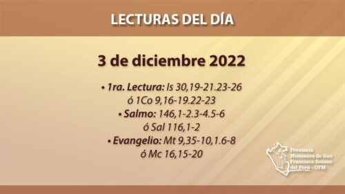 Lecturas del día: 3 de diciembre 2022