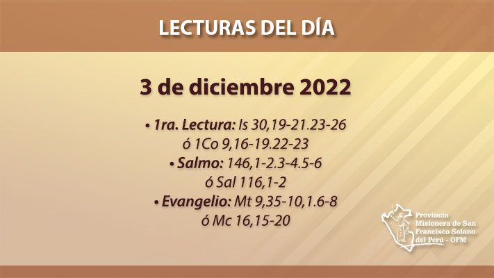 Lecturas del día: 3 de diciembre 2022