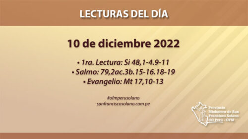 Lecturas del día: 10 de diciembre 2022