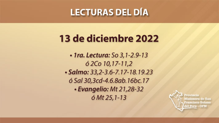 Lecturas del día: 13 de diciembre 2022