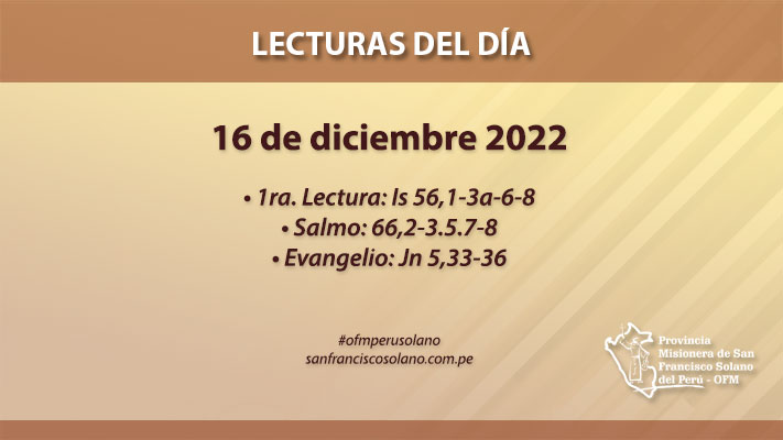 Lecturas del día: 16 de diciembre 2022